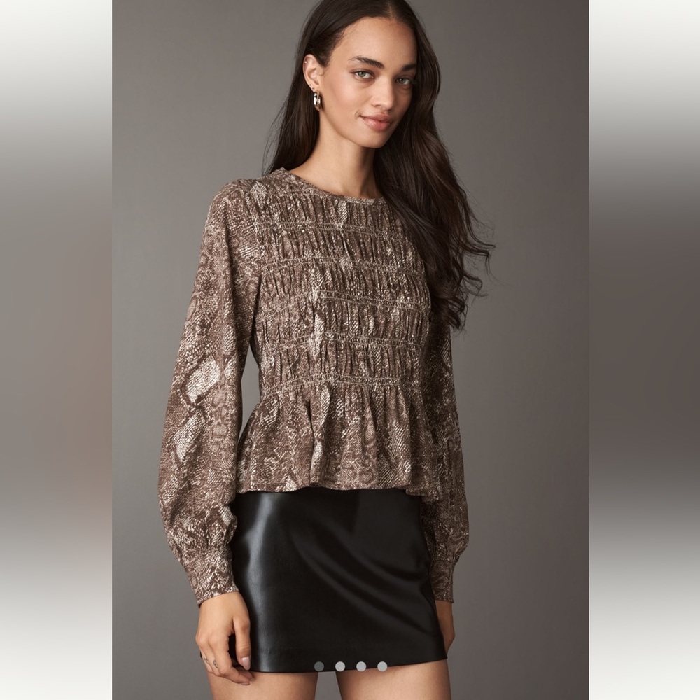 Anthropologie x Pilcro Long-Sleeve Smocked Top - Size XS - BNWT